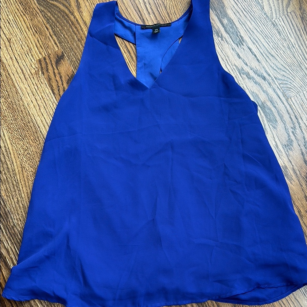 Banana Republic royal blue flowy top with cut-out design on back